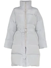 BLINDNESS BELTED MID-LENGTH PUFFER COAT