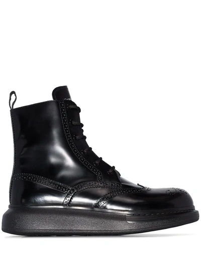 Alexander Mcqueen Chunky Sole Derby Boots In Black