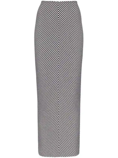 Haider Ackermann Striped Midi Pencil Skirt In Black ,white