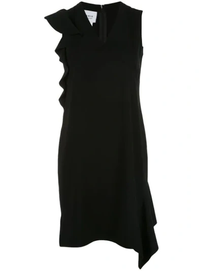 Akris Punto Asymmetric-ruffled Crepe Dress In Black