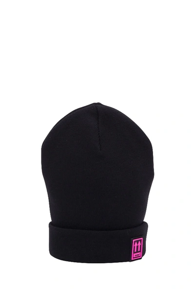 Off-white Rubber Patch Beanie In Nero