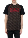 FENDI BROWN COTTON T SHIRT WITH RED LOGO,11017134