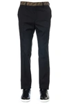 FENDI BLACK BLEND COTTON PANTS WITH LOGO,11017122