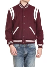 Saint Laurent Burgundy Wool Teddy Bomber Jacket In Bordeaux
