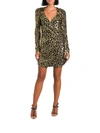 IN THE MOOD FOR LOVE SEQUINED LEOPARD WRAP-DRESS,11017043