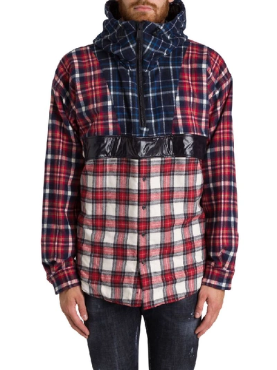 Dsquared2 Check Flannel Anorak With Sherpa Lining In Rosso