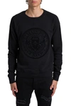 BALMAIN CREWNECK SWEATSHIRT WITH COIN LOGO PRINT,11016887