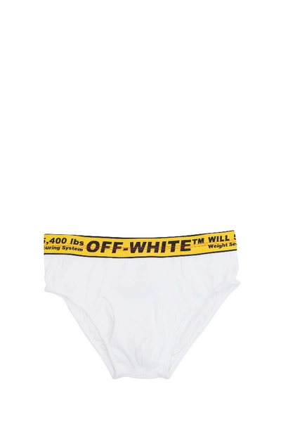 Off-white Logoed Elastic Band Cotton Briefs In White
