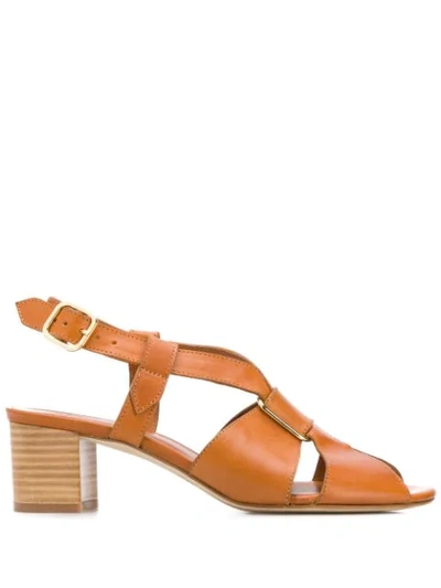 Apc Jessica Leather Slingback Sandals In Noisette