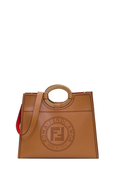 Fendi Runaway Medium Shopper In Cammello