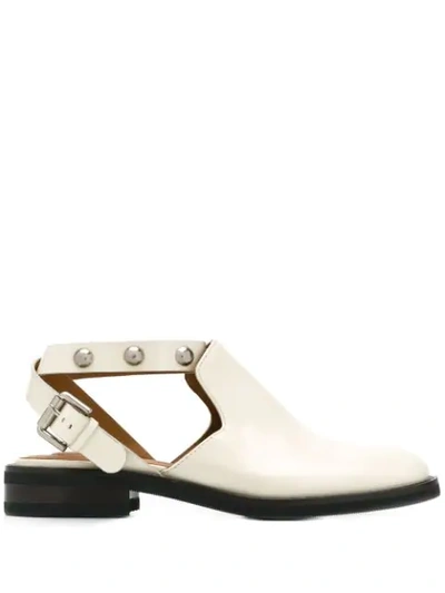 See By Chloé Studded Backless Leather Loafers In White
