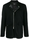 DSQUARED2 ZIP-UP LEATHER TRIM JACKET