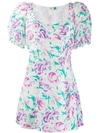 Rixo London Morgan Floral-print Linen And Silk-blend Mini Dress In White,green,purple