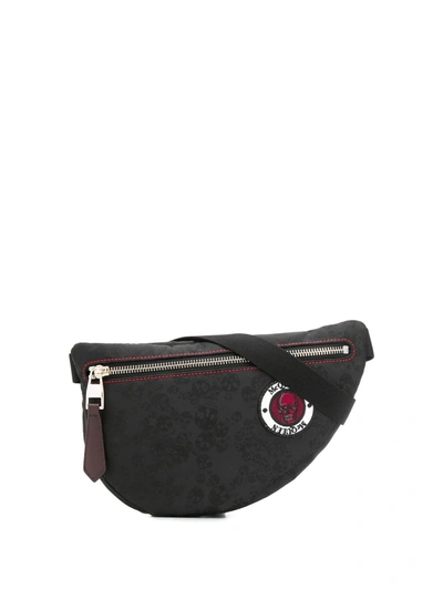 Alexander Mcqueen Techno Fabric Belt Bag In Black/burgundy/multi