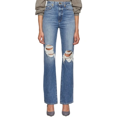 Khaite Danielle High Rise Stovepipe Jeans In Blue