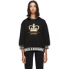 DOLCE & GABBANA DOLCE AND GABBANA BLACK THREE-QUARTER SLEEVE CROWN SWEATSHIRT