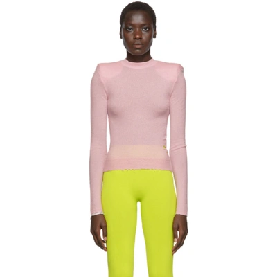 Ben Taverniti Unravel Project Unravel Essential Turtle Neck Sweater With Padded Straps In Pink