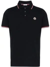 Moncler Logo Patch Stripe Detail Polo Shirt In Navy