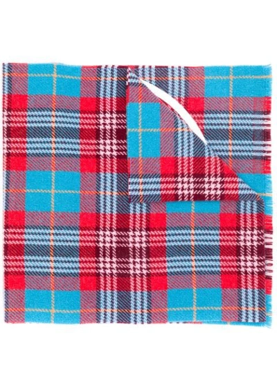 Moncler Checked Scarf In Blue