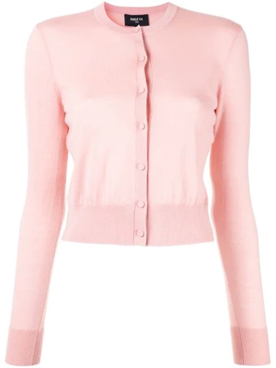 Paule Ka Woven Trim Cropped Cardigan In Pink