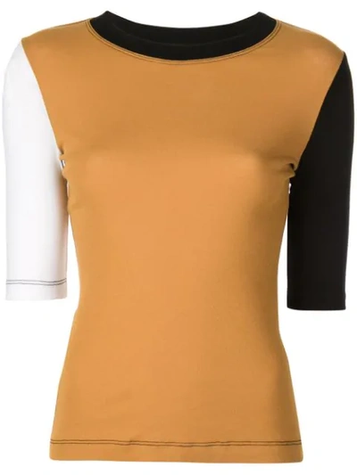 Rosetta Getty Colorblocked Cotton 1/2-sleeve T-shirt In Ochre