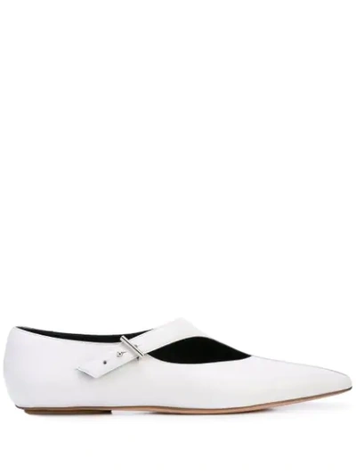 Rosetta Getty Asymmetric Strap Ballerina Shoes In White