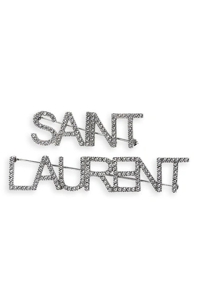 Saint Laurent Set Of Two Logo Hair P In Silver