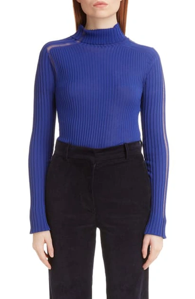 Victoria Beckham Ladder Stitch Rib Sweater In Cobalt