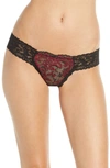 Hanky Panky Bloomsbury Original Rise Thong In Black/ Cranberry
