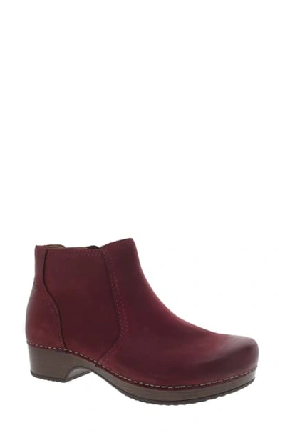 Dansko Barbara Bootie In Wine Nubuck Leather