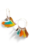 Gas Bijoux Marly Feather Hoop Earrings In Multi/ Blue/ Yellow