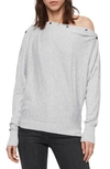 Allsaints Elle Snap-detail Sweater In Grey Marl