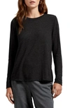 Michael Stars Kailee Cotton Boat Neck Long-sleeve Tee In Black