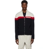 MONCLER MONCLER OFF-WHITE AND NAVY MAGLIONE TRICOT ZIP SWEATER