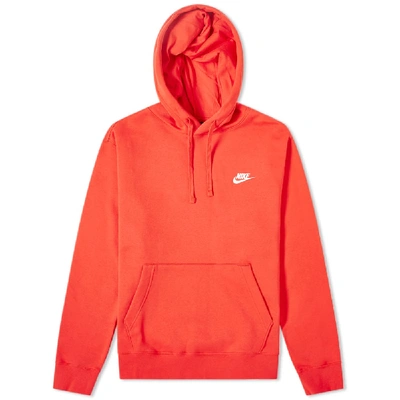Nike Sportswear Club Logo-embroidered Cotton-blend Jersey Hoodie In Red
