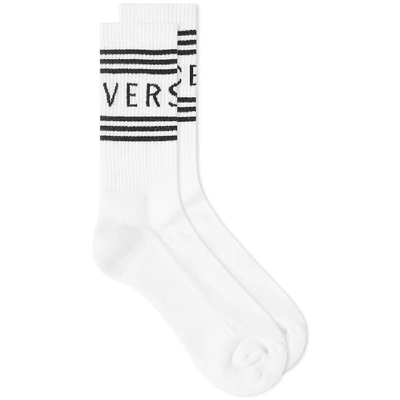 Versace Logo Sport Sock In White
