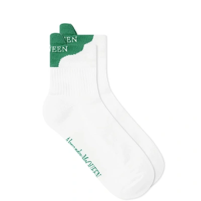 Alexander Mcqueen Logo Heel Tab Sport Sock In White