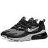 Nike Air Max 270 React Neoprene And Faux Leather Sneakers In Black/ Vast Grey/ Off Noir