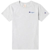 Champion Reverse Weave Grey Small Script Logo T-shirt In Grey