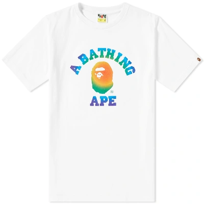 A Bathing Ape Rainbow College Tee In White