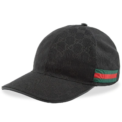 Gucci Baseball Cap Gg Web In Black