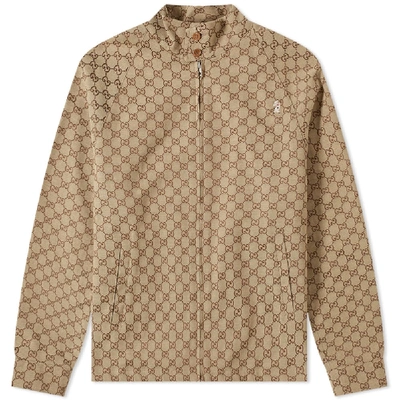 Gucci Jacquard Harrington Jacket In Brown