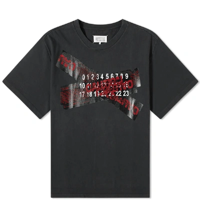 Maison Margiela 10 Caution Logo Print Oversized Tee In Black