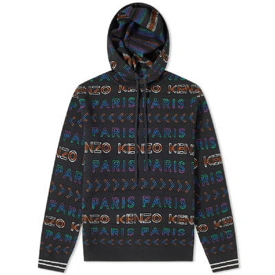 Kenzo All-over Jacquard Knit Hoody In Black