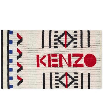 Kenzo Men's Multipattern Peruvian-knit Logo Scarf In Ecru