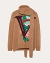 VALENTINO VALENTINO UOMO JUMPER WITH SCARF AND V FACE ROSE EMBROIDERY