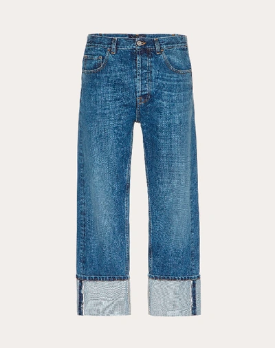 Valentino Uomo Vltn Baggy Jeans With Selvage In Blue