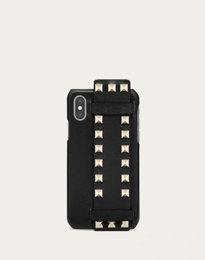 Valentino Garavani Rockstud Calfskin Phone Cover For Iphone X/xs In Black