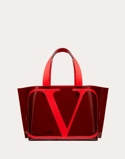 Valentino Garavani Small Vlogo Coloured Polymer Beach Bag In Maroon
