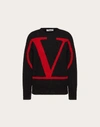 Valentino Vlogo Intarsia Alpaca Cropped Sweater In Black